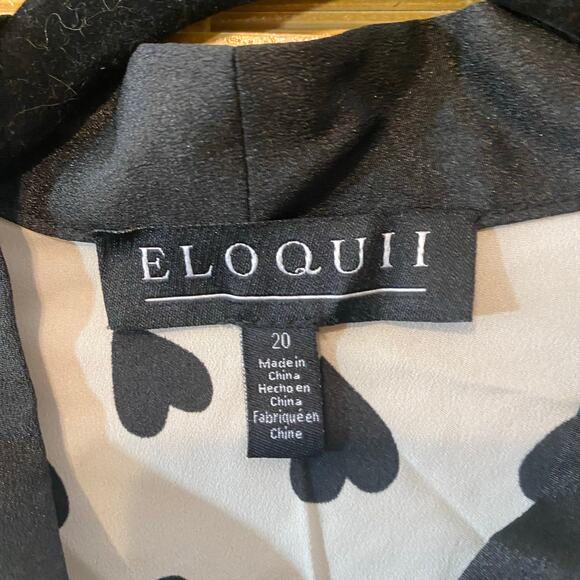 Eloquii Black Heart Print Tie Neck Blouse Size 20 Plus Romantic Chic feminine - Picture 4 of 7